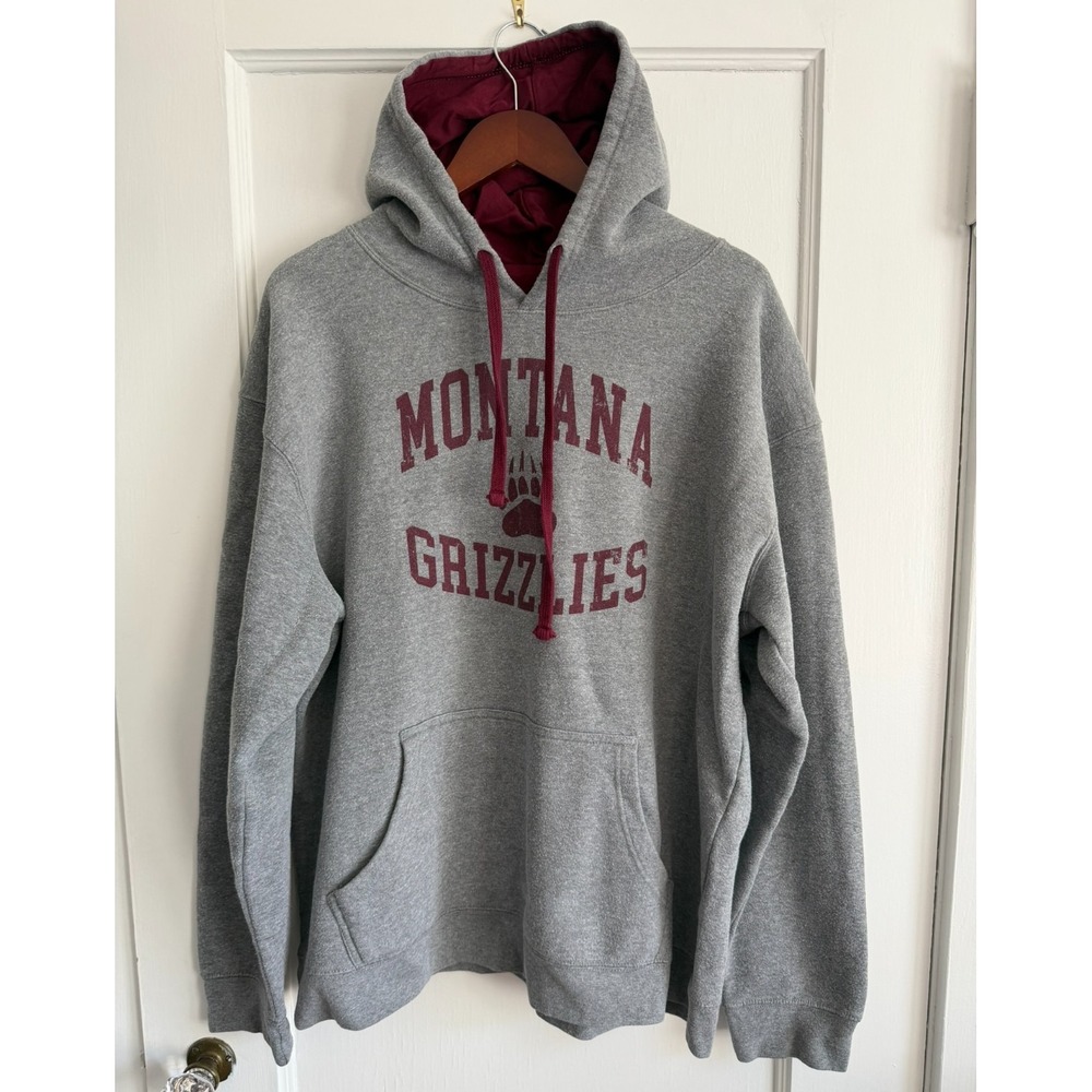 League 91 Montana Grizzlies Hoodie Mens 2XL Gray Maroon College Pullover Fleece